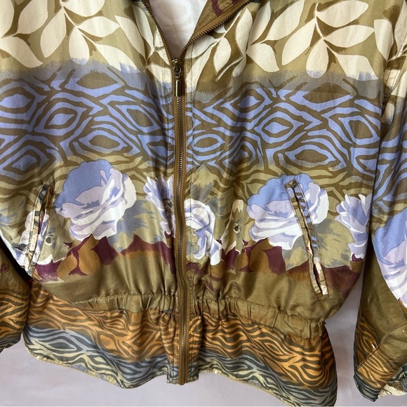 Vintage 80’s Tropical Hawaiian Print Silk Windbreaker Zip size Medium - Picture 4 of 6